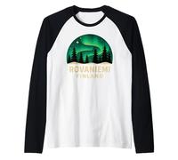 Rovaniemi Finlandia Aurora boreale Aurora Borealis Pinna Artico Maglia con Maniche Raglan