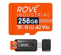 ROVE Scheda micro SD industriale da 256 GB con lettore di schede USB 3.0 tipo C, scheda di memoria microSDXC ad alta resistenza, velocità di lettura 100 MB/s, C10, U3, V30, 4K, A2 per Dash Cam