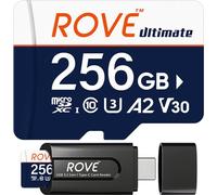 ROVE Ultimate Micro SD Card microSDXC 256GB Scheda di memoria con USB 3.2 Tipo C lettore di schede 170MB/s C10, U3, V30, 4K, A2 per Dash Cam, Android Smart Phone, Tablet, giochi