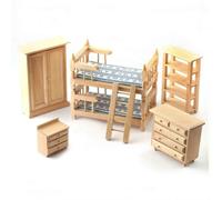 Rovere Chiaro Camera da Letto Set Mobili Con a Castello Basamenti 1:12 Casa Per