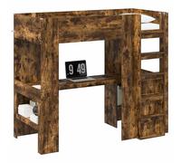 Rovere Fume Loft Bed with Desk for Small Rooms Space Saving, Twin Size Bunk Bed Frame with Built-In Desk and Shelves for Study, Engineered Wood Safety Guardrail Ladder, Durable for Teens Dormitory