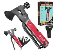 RoverTac Camping Essentials, Multi Strumento Ascia Ascia Attrezzatura da campeggio, 14-in-1 Multitool Coltello Martello Pinze Sega Bottiglia Apriscatole Cacciavite, Regali per uomini Lui Papà