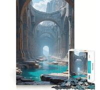 Rovine antiche con corso d'acqua turchese,puzzle da 1000 pezzi per adulti,gioco di potenziamento mentale,taglio laser per un incastro perfetto,divertimento in famiglia,attività serale (50x75cm)