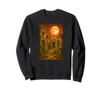 Rovine di Stile Antico sotto la Luna Rossa Fantasy Opera d'Arte Felpa