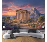 Rovine Di Un Antico Tempio Greco Carta Da Parati Murale, Carta Da Parati Panoramica in Seta Paesaggio Storico, Multicolore Poster Murale per Soggiorno Camera Da Letto Sala Da Pranzo 200x140cm