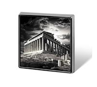 Rovine di un tempio Partenone Acropoli Atene Grecia spilla quadrata personalizzata spilla cravatta abito accessori matrimonio compleanno per uomini donne, Square, Metallo