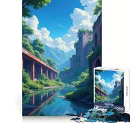 Rovine ricoperte di vegetazione in riva al fiume - Puzzle da 1000 pezzi per ragazzi - Gioco rilassante con bordi netti - Regalo di alta qualità (38x26cm)