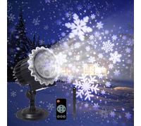 ROVLAK Proiettore Luci Natale Esterno, Proiettore Fiocchi Neve ad Alta Luminosità con Telecomande, Decorazione Natalizia Interno Esterno Impermeabile IP65 per Giardino D'Inverno Festa