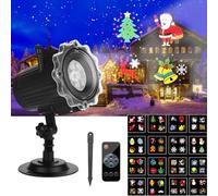 ROVLAK Proiettore Luci Natale Esterno, Proiettore Halloween Interno con Telecomando e 16 Diapositive HD, Decorazione Natalizia Impermeabile per Natale, Halloween, San Valentino, Pasqua, Feste
