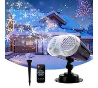 ROVLAK Proiettore Natale Esterno LED Proiettore Fiocchi Neve con Telecomando Temporizzazione Impermeabile Fiocco Neve Proiettore Luci Natale per Compleanni Feste Christmas