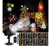 ROVLAK Proiettore Natale Halloween Esterno, Proiettore Luci Natale con 12 HD Diapositive e Telecomando, Luci Fiocchi Neve Impermeabile IP65 per Ringraziamento Pasqua Compleanno
