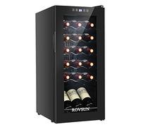 ROVSUN Raffreddatore per vino 18/28, compressore non integrato con controllo digitale della temperatura e porta in vetro a doppio strato per vino rosso, champagne e altro (18 bottiglie)