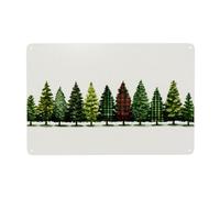 Row Of Christmas Trees Country Plaid Metal Signs Tin Wall Art Decor Per Bagno Toilette Fattoria Bagno Fattoria Bagno Toilette Cortile 20x30 Cm