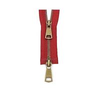 ROWCES 5# Doppi cursori Colorati Open-End Cerniera in Metallo Rame Cerniera a 2 Vie per Accessori per Cucire Indumenti, Vino Rosso, 60cm