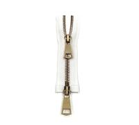 ROWCES 5# Doppi cursori Colorati Open-End Cerniera in Metallo Rame Cerniera a 2 Vie per Accessori per Cucire Indumenti, Bianco, 60cm