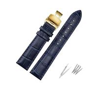 ROWCES Bracciale per orologio in vera pelle Cinturino per orologio blu scuro da 16mm - 23mm con chiusura a farfalla, 22mm