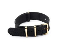 ROWCES Cinturino per orologio in nylon 18mm 20mm 22mm 24mm con cinturino per orologio a strisce di ricambio con fibbia ad ardiglione in oro, Nero, 18mm