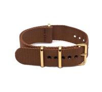 ROWCES Cinturino per orologio in nylon 18mm 20mm 22mm 24mm con cinturino per orologio a strisce di ricambio con fibbia ad ardiglione in oro, Marrone, 20mm