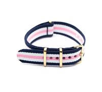ROWCES Cinturino per orologio in nylon 18mm 20mm 22mm 24mm con cinturino per orologio a strisce di ricambio con fibbia ad ardiglione in oro, 18mm