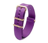 ROWCES Cinturino per orologio in nylon Cinturino per orologio in tela a righe 18mm 20mm 22mm 24mm Polsino con fibbia dorata, Viola, 20mm