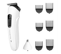 Rowenta Trim & Style 8 in 1, Regolabarba Multifunzione da Uomo, Lame Autoaffilanti in Acciaio Inox, 6 Pettini Fissi, Accessorio Naso e Orecchie, TN8934E0