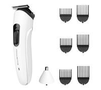 Rowenta Trim & Style 8 in 1, Regolabarba Multifunzione da Uomo, Lame Autoaffilanti in Acciaio Inox, 6 Pettini Fissi, Accessorio Naso e Orecchie, TN8934E0