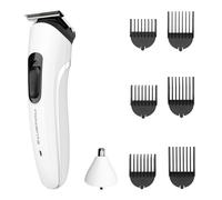 Rowenta Trim & Style 8 in 1, Regolabarba Multifunzione da Uomo, Lame Autoaffilanti in Acciaio Inox, 6 Pettini Fissi, Accessorio Naso e Orecchie, TN8934E0