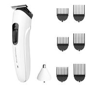 Rowenta Trim & Style 8 in 1, Regolabarba Multifunzione da Uomo, Lame Autoaffilanti in Acciaio Inox, 6 Pettini Fissi, Accessorio Naso e Orecchie, TN8934E0