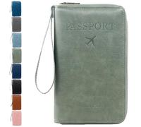 Rowgins Multi-Functional RFID Passport Wallet, Multiple Passport Holder for Travel Essentials - Wallet Cover Case (Olive Green)