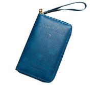 Rowgins Multi-functional Rfid Passport Wallet,Travel Essentials Passport Holder,Wallet Cover Case for Passport,Secure ID Card Organizer with Zipper Closure,for Boarding Passes, Cash (Peacock Blue)