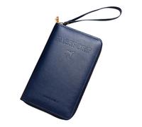 Rowgins Multi-functional Rfid Passport Wallet,Travel Essentials Passport Holder,Wallet Cover Case for Passport,Secure ID Card Organizer with Zipper Closure,for Boarding Passes, Cash (Dark Blue)