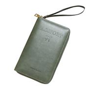 Rowgins Multi-functional Rfid Passport Wallet,Travel Essentials Passport Holder,Wallet Cover Case for Passport,Secure ID Card Organizer with Zipper Closure,for Boarding Passes, Cash (Green)