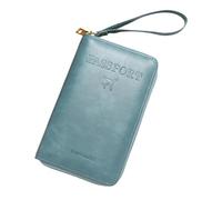 Rowgins Multi-functional Rfid Passport Wallet,Travel Essentials Passport Holder,Wallet Cover Case for Passport,Secure ID Card Organizer with Zipper Closure,for Boarding Passes, Cash (Sky Blue)