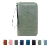 Rowgins Multi-functional Rfid Passport Wallet, Travel Passport Holder for Men & Women, for Credit Cards Tickets (Green)