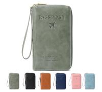 Rowgins Multi-Functional Rfid Passport Wallet, Travel Wallet for Men & Women, Anti Theft Passport Holder for Credit Cards, Tickets, and Cash (Green)