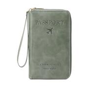 Rowgins Multi-Functional RFID Passport Wallet,Travel Wallet for Men & Women,Secure ID Card Organizer,Travel, Passports (Green)