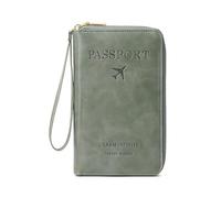 Rowgins Rfid Passport Holder, Rowgins Multi-Functional RFID Passport Wallet, Travel Essentials Organizer with Card Slots, Slim Passport Cover for Men and Women (Green)