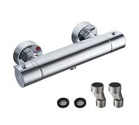 ROWINNAO Miscelatore termostatico per doccia, miscelatore termostatico a parete, valvola miscelatore per doccia 38 °C, anti scottatura, rubinetto miscelatore per doccia a vista, acqua calda e fredda