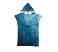 Rowjoy Telo mare in microfibra, oceano con stampa animale, blu subacqueo, telo mare con cappuccio, asciugamano poncho ad asciugatura rapida, per adulti e bambini (blu, 75 x 110 cm)