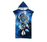 Rowjoy Telo mare poncho, poncho da surf da uomo e da donna, in microfibra, con cappuccio, poncho ad asciugatura rapida, per spiaggia, nuoto (Dream1-75 x 110 cm)