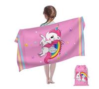 Rowjoy Telo mare unicorno, telo mare per bambini, 60 x 120 cm, in microfibra, senza sabbia, ad asciugatura rapida, asciugamano da viaggio, nuoto, telo doccia per bambini