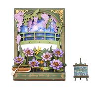 ROWOOD Puzzle 3D in legno con luce a LED Kit modello di fiore Display da tavolo Puzzle da parete Art Déco Regali per adulti Adolescenti