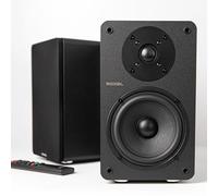 Roxel Onyx - Altoparlante attivo da scaffale da 100 Watt RMS, 2.0 CH, BT Stream, RCA, HDMI ARC, USB, cavo altoparlante da 3 metri, suono dinamico per film, musica, altoparlante da ufficio, home