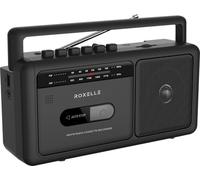 Roxelle Registratore radio portatile AM/FM | Boombox retrò con streaming BT, riproduzione e registrazione USB, jack per auricolari, doppia alimentazione (AC o batteria), registratore a cassette con