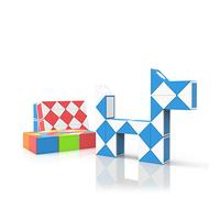 ROXENDA Magic Snake con 24 Blocchi, Magic Snake Cube Twist Puzzle - 3D Puzzle Giocattolo di Fidget Snake Gadget Compleanno per Bambini e Adulti - 1 Pack (Blu)