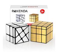 ROXENDA- Set di 2 cubi Oro a Specchio S, Argento Windmirror, Speedcubing Irregolare 3x3x3 Twisty Box Puzzle, Colore, Small, Speed Cube MG3