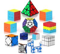 ROXENDA Set di Cubi Veloci, Cubo Magico 2x2 3x3 4x4 Piramide Skewb Cubo Puzzle a Adesivi Infinity Cubo a Spinner 1x3x3, Regali di Natale Compleanno per Bambini Adolescenti Adulti ((12 Pacchetto)