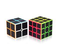 ROXENDA Speed Cube Set, [2 Pezzi] Magic Cube Set di 2x2 3x3 Cube, Tornitura Facile & Gioco Regolare - Cubo Magico in Fibra di Carbonio (Carbon Fiber)