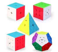 ROXENDA Speed Cube Set, 2X2 3X3 4X4 Piramide Megaminx Cube - Cubo Magico Fast Cubo di Velocità Collezione per Bambini e Adulti [5 Pack] (Stickerless)
