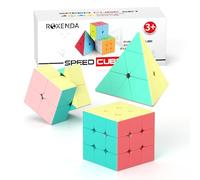 ROXENDA Speed Cube Set, [3 Pezzi] Cube Set con Cubo Magico di 2x2 3x3 Piramide, Durevole e Colori Vividi - Tornitura Facile e Giocare Liscio (Macaron)